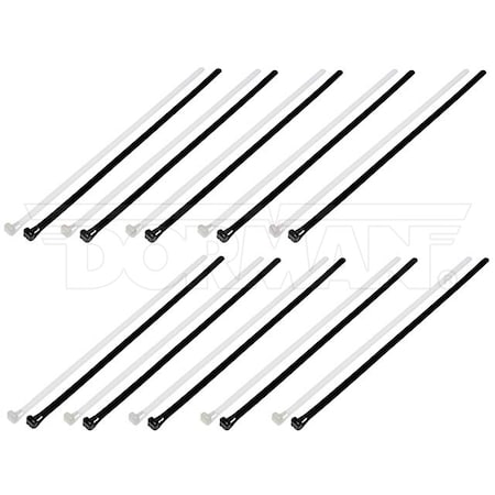 Motormite Cable Tie, 12 in L, Black, White, Nylon, 50 lb Strength 83762